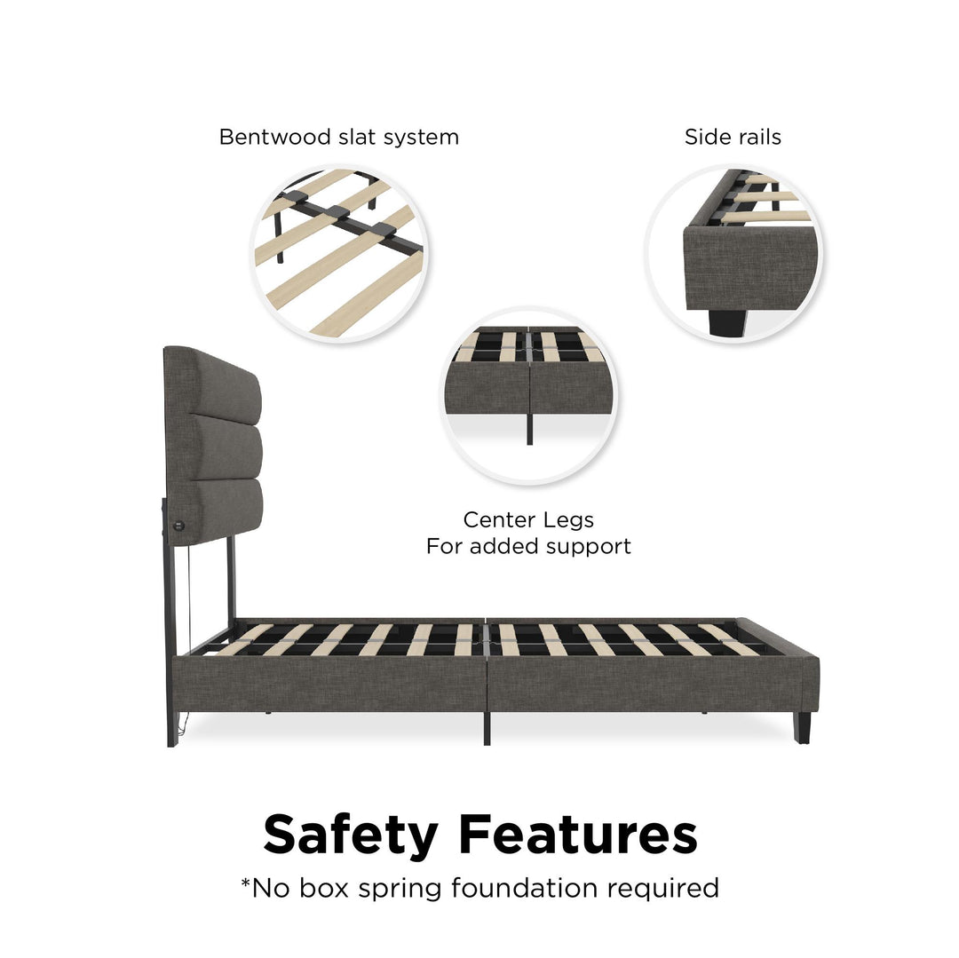 bed frame with usb charging - Dark Gray - Twin Size