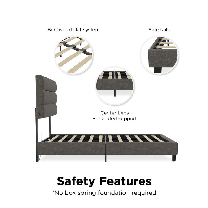 bed frame with usb charging - Dark Gray - Twin Size
