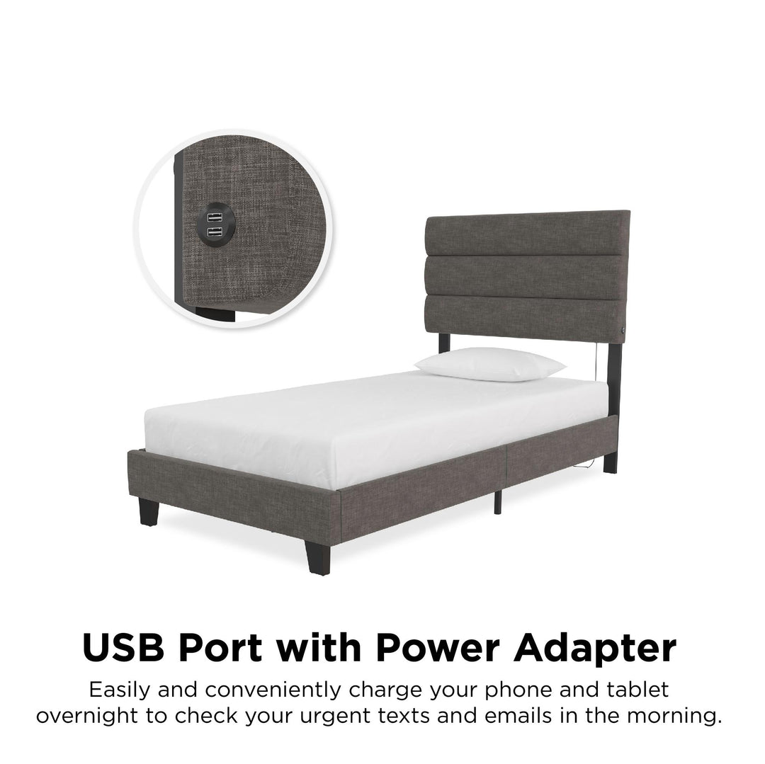usb port bed frame - Dark Gray - Twin Size
