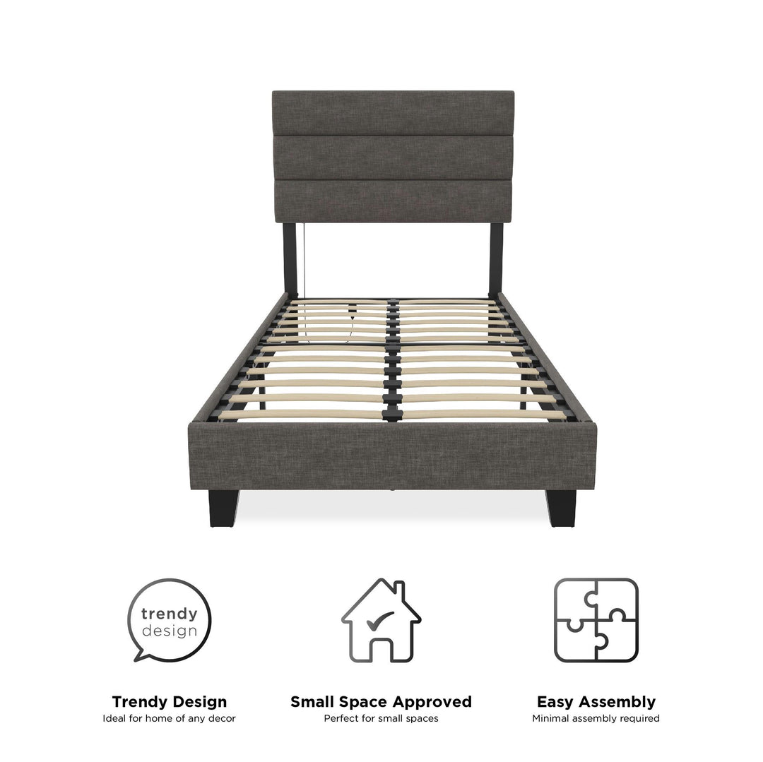 tufted headboard platform bed - Dark Gray - Twin Size