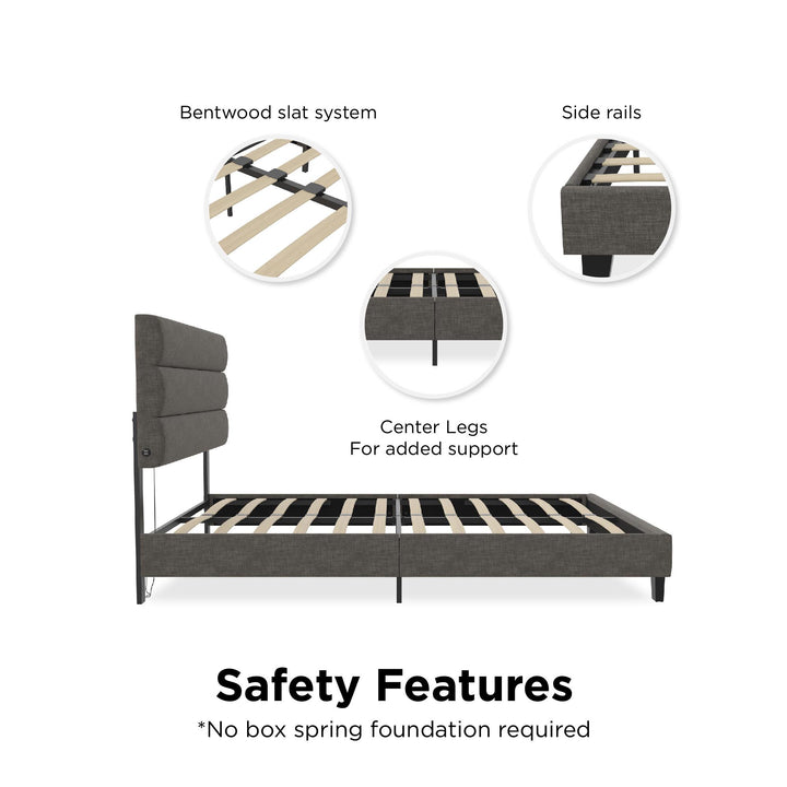 bed frame with usb charging - Dark Gray - Full Size