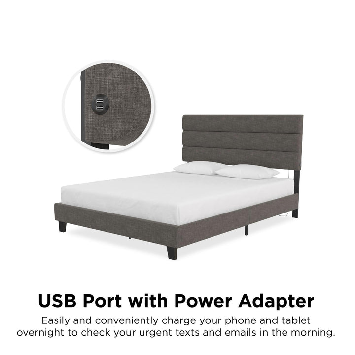 usb port bed frame - Dark Gray - Full Size