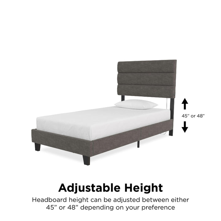 headboard with usb outlet - Dark Gray - Twin Size