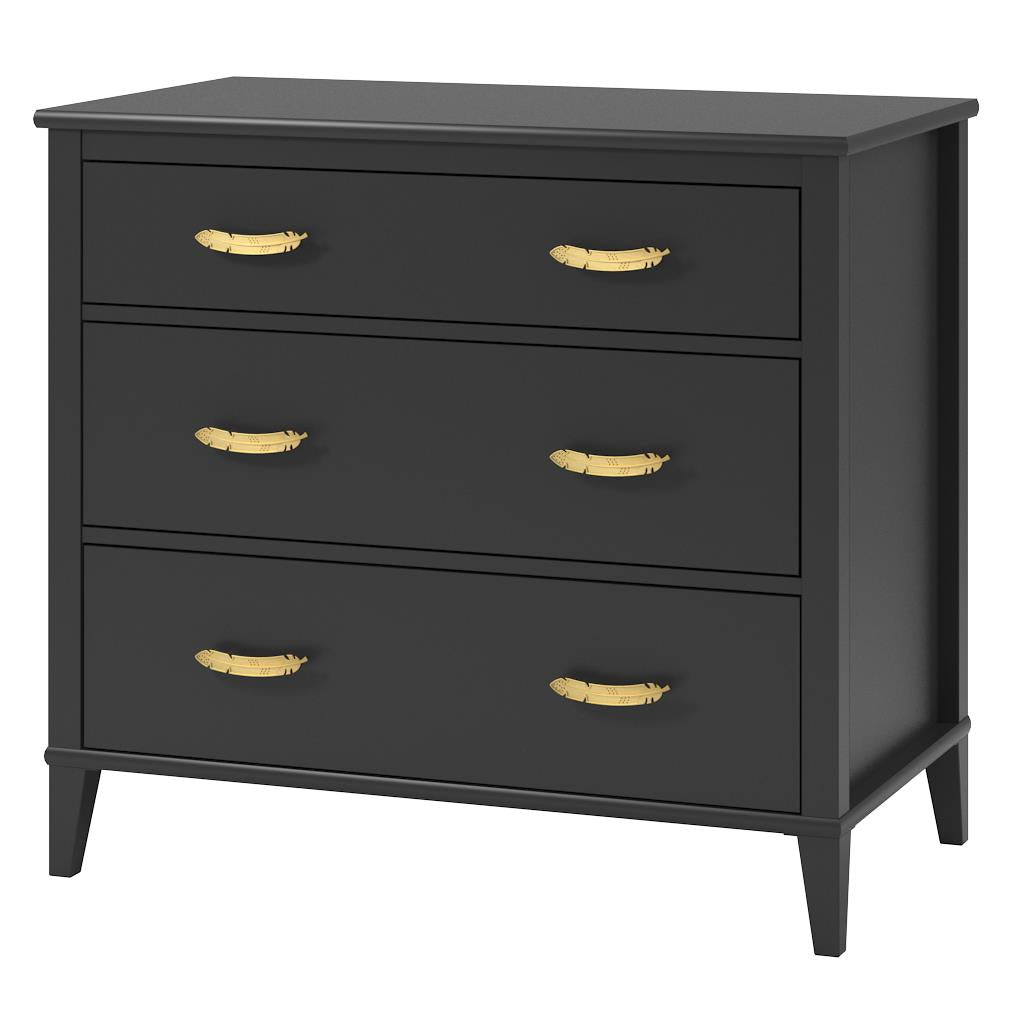 Modern bedroom furniture with gold drawer pulls -  Black