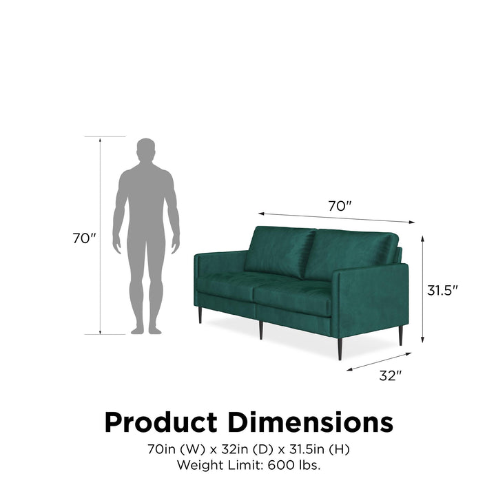Ellie 3-Seater Velvet Sofa with Reversible Back Cushions - Green