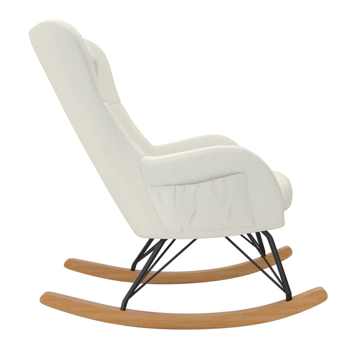 Rocker Chair with Pillow Headrest -  White