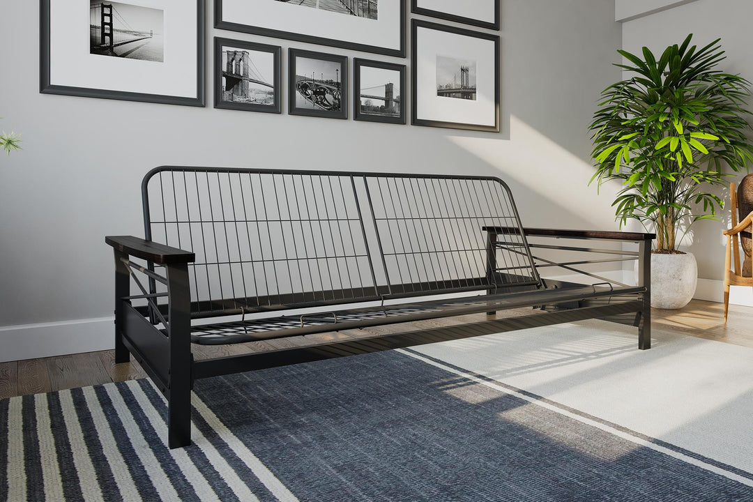 futon with armrest - Black - Full