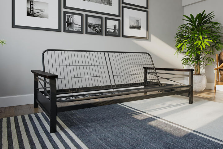 futon with armrest - Black - Full