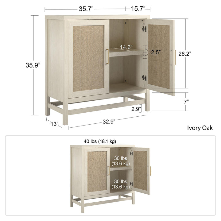 2 door storage cabinet with shelves - Medium Brown