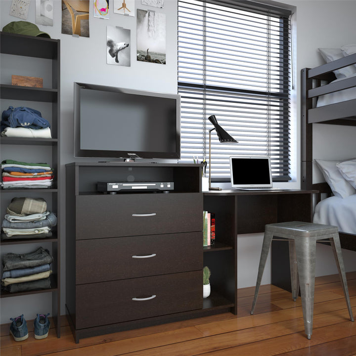 3 in 1 Media Dresser with Side Storage -  Espresso