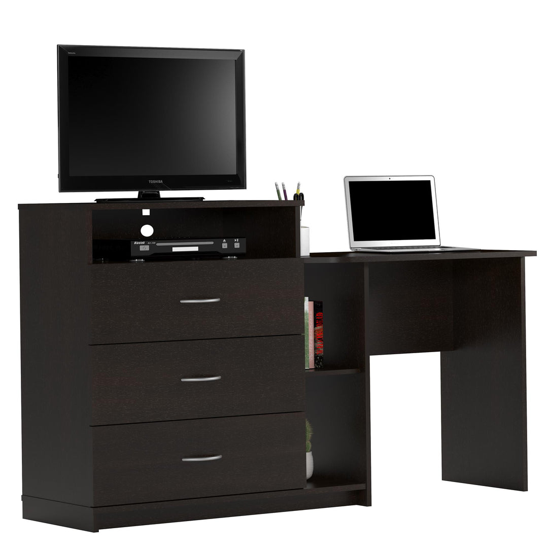 Functional Rebel Media Dresser with Desk -  Espresso