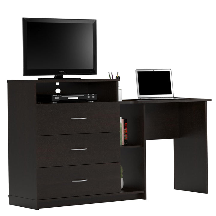 Functional Rebel Media Dresser with Desk -  Espresso