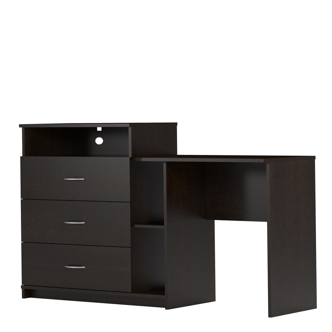 Modern Media Dresser with Side Storage -  Espresso