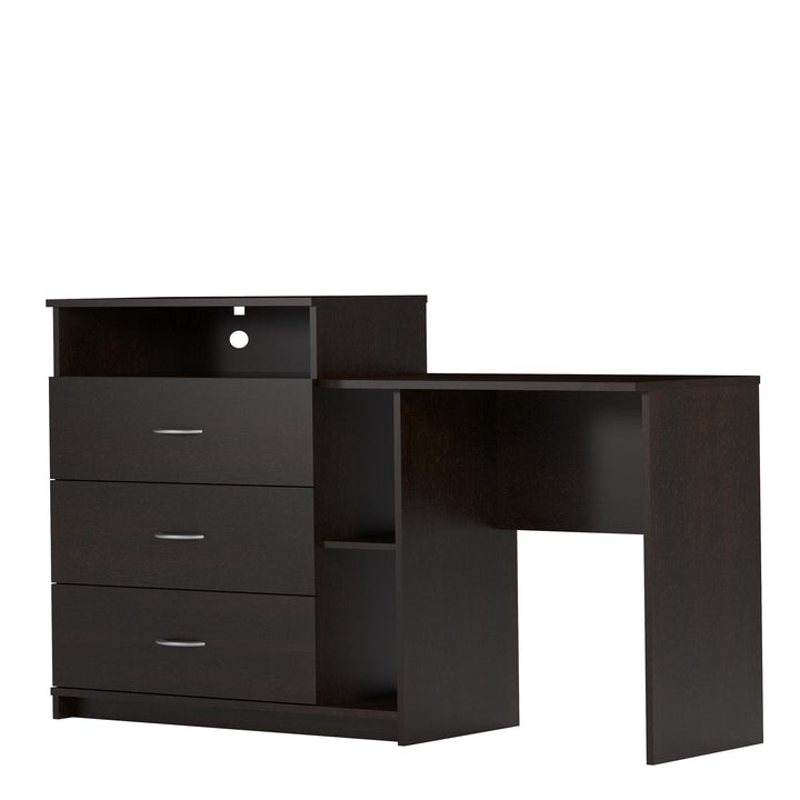 Modern Media Dresser with Side Storage -  Espresso