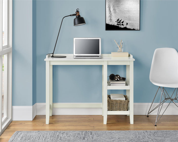Compact pedestal computer desk - White