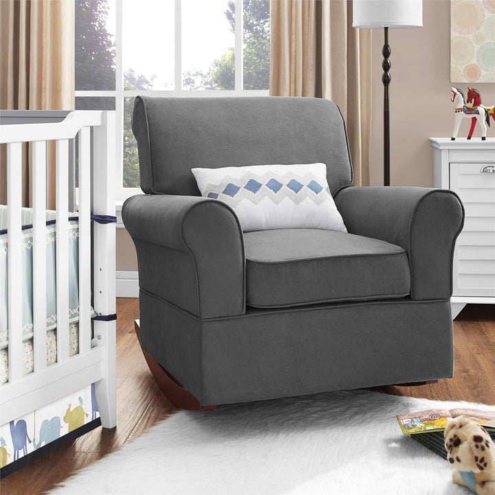 Mackenzie Microfiber Upholstered Rocker Chair with Wood Frame - Gray