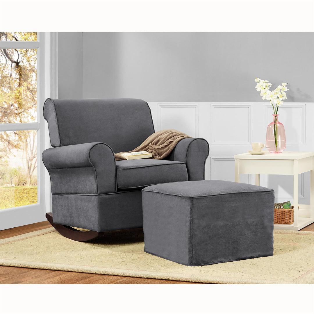 Mackenzie Microfiber Upholstered Rocker Chair with Wood Frame - Gray