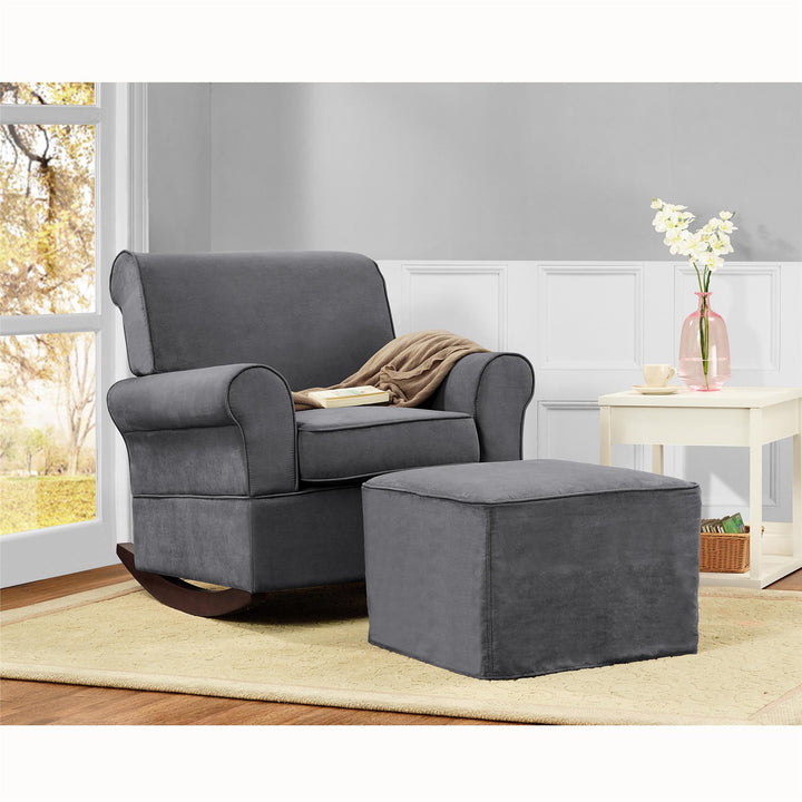 Mackenzie Microfiber Upholstered Rocker Chair with Wood Frame - Gray
