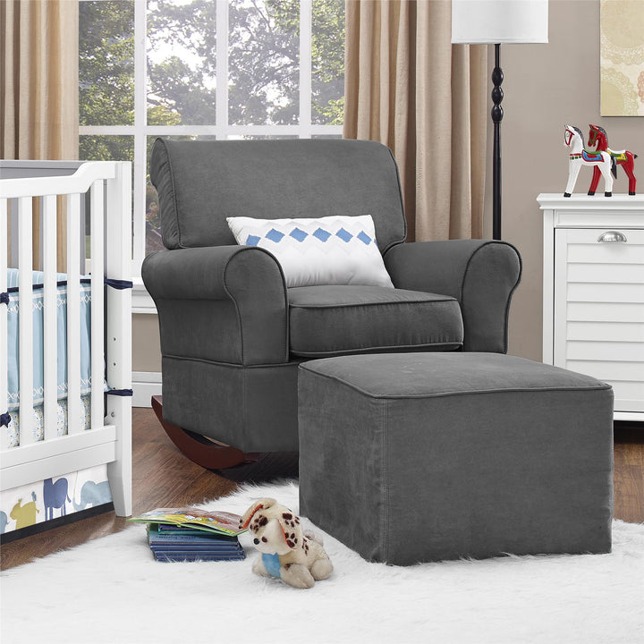 Mackenzie Microfiber Upholstered Rocker Chair with Wood Frame - Gray