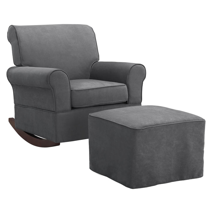 Mackenzie Microfiber Upholstered Rocker Chair with Wood Frame - Gray