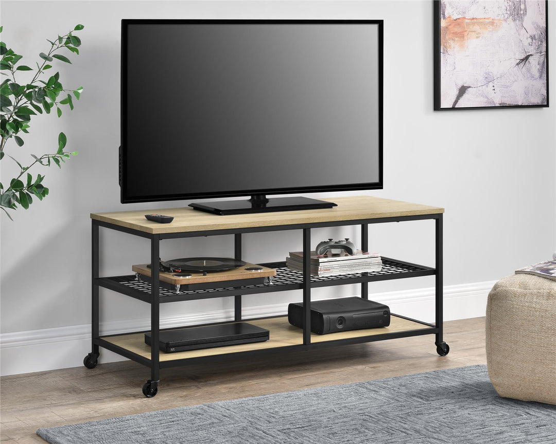 TV Stand with two lower shelves - Golden Oak