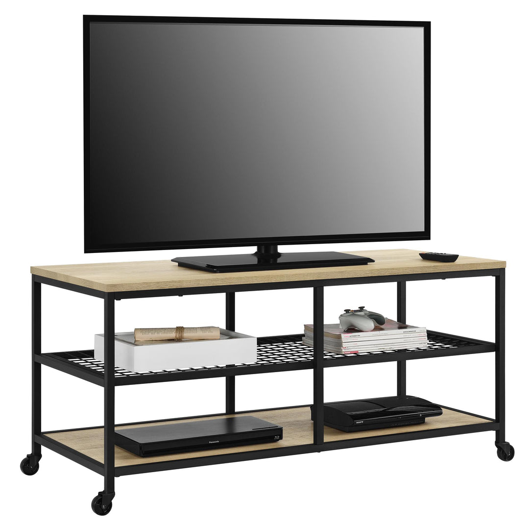 TV Stand with shelves - Golden Oak