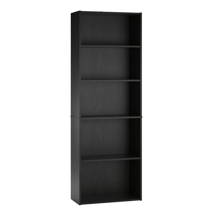 Elegant 5 Shelf Tally bookcase design -  Black Oak