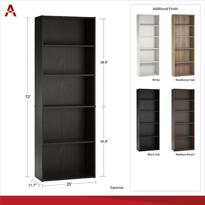 5 Shelf Tally bookcase assembly guide -  Black Oak