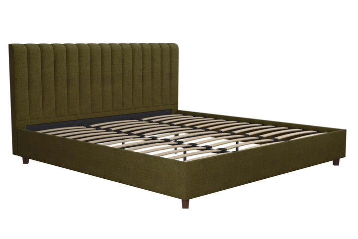 Queen size Brittany upholstered bed -  Green 