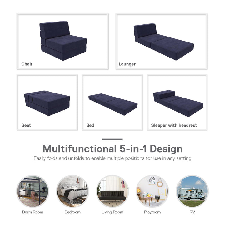 modular chair and lounger bed - Blue