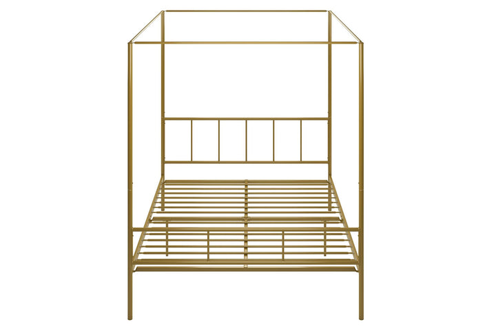 Marion Four Poster Metal Canopy Bed for Spacious Rooms -  Gold 