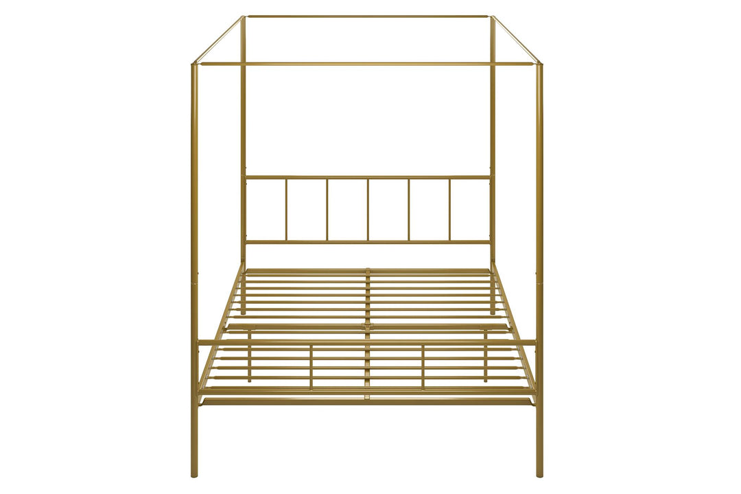 Marion Four Poster Metal Canopy Bed for Spacious Rooms -  Gold 