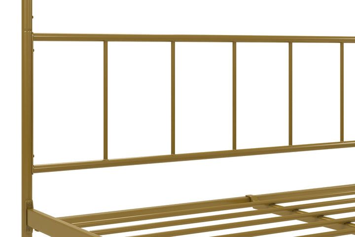 Marion Canopy Bed with Soft Clean Lines for Elegance -  Gold 