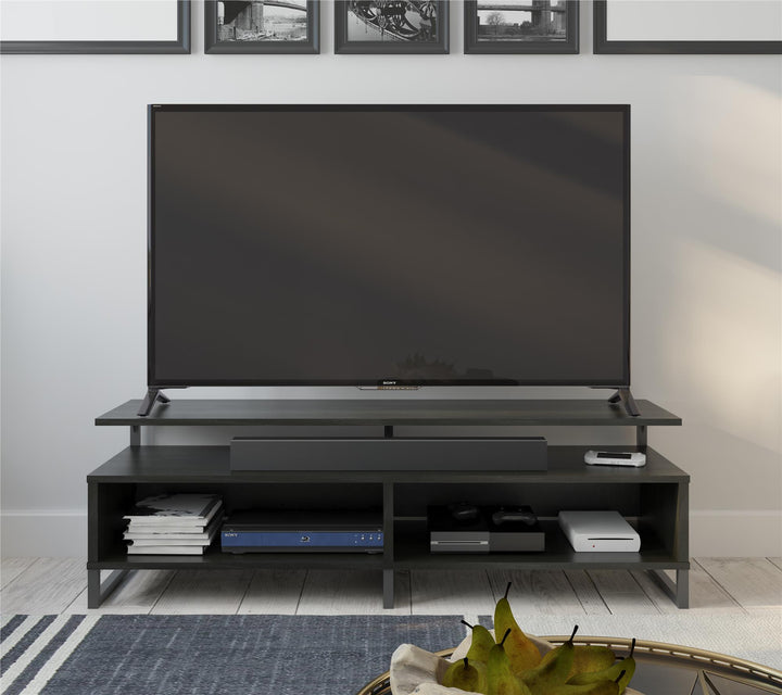 Whitby TV Stand for TVs up to 65" with Four Shelves - Black Oak
