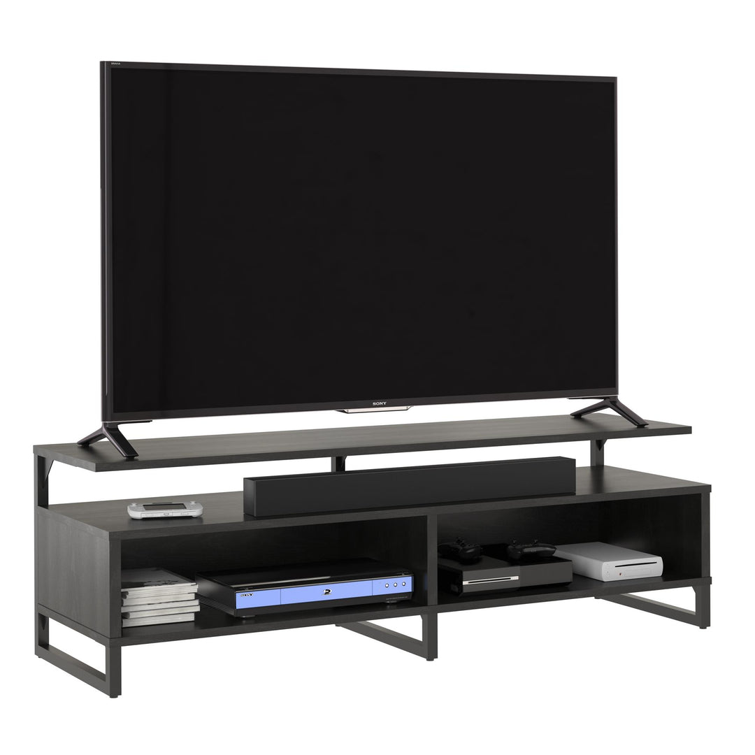 Whitby TV Stand for TVs up to 65" with Four Shelves - Black Oak