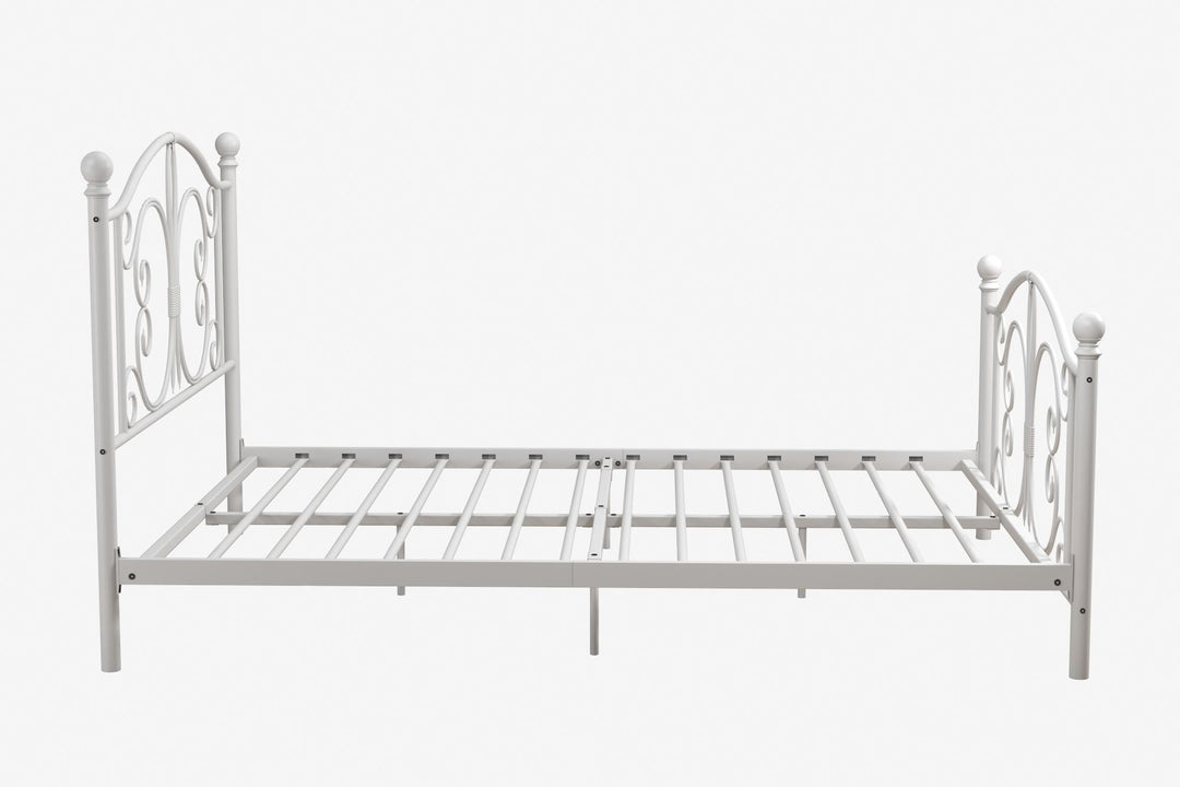 Stylish Victorian Metal Bed -  White  -  Full