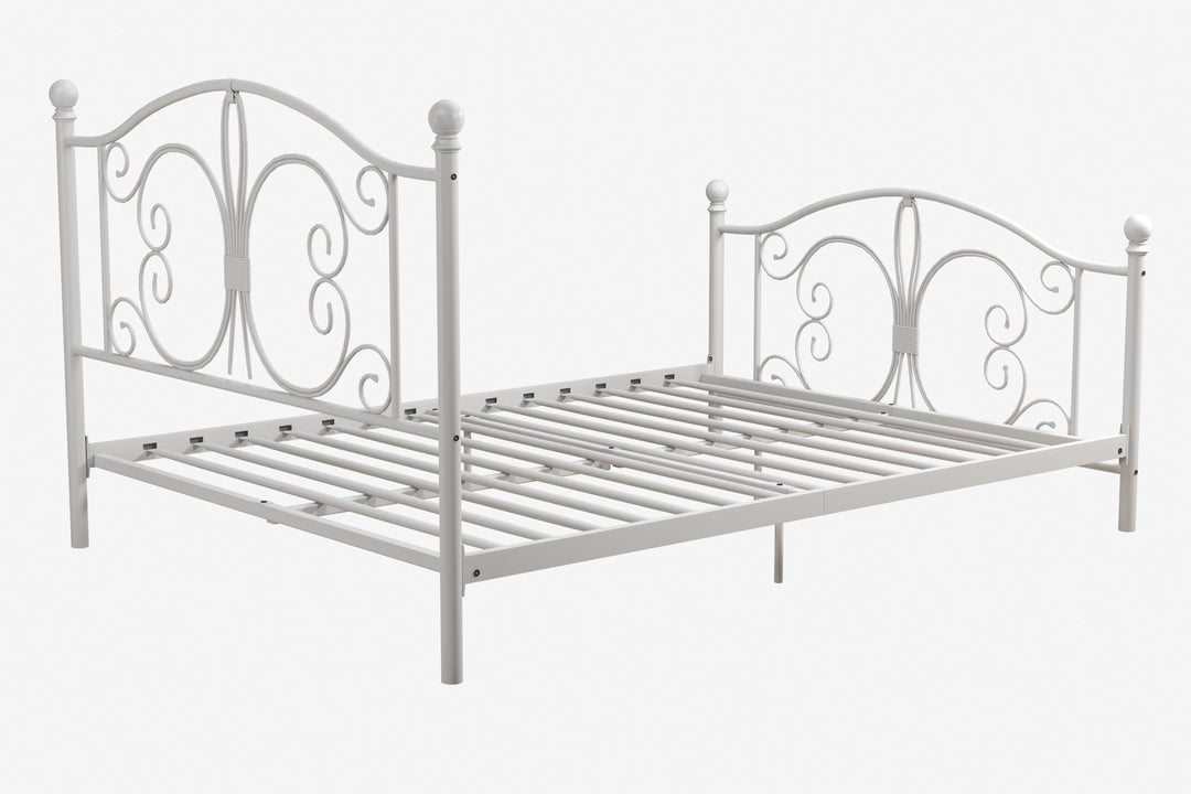 Bombay Metal Bed with Metal Slats -  White  -  Full