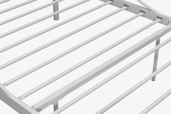 Canopy Bed with Intricate Design Headboard -  White  -  Twin