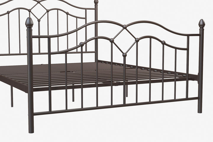 Metal Bed with Sturdy Slats -  Bronze  -  Full
