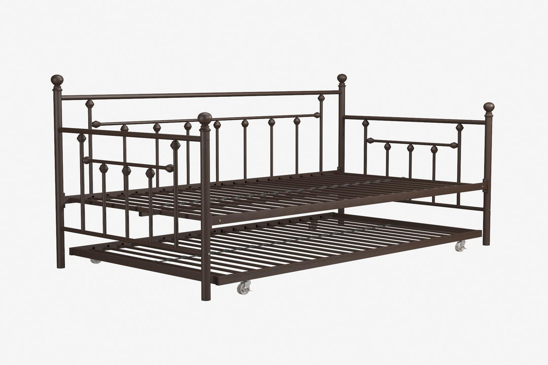 Manila Metal Daybed and Trundle Set with Sturdy Metal Frame and Slats - Bronze - Twin
