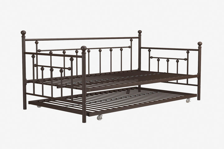 Manila Metal Daybed and Trundle Set with Sturdy Metal Frame and Slats - Bronze - Twin