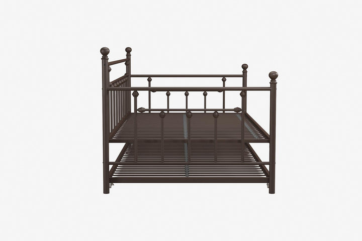 Manila Metal Daybed and Trundle Set with Sturdy Metal Frame and Slats - Bronze - Twin