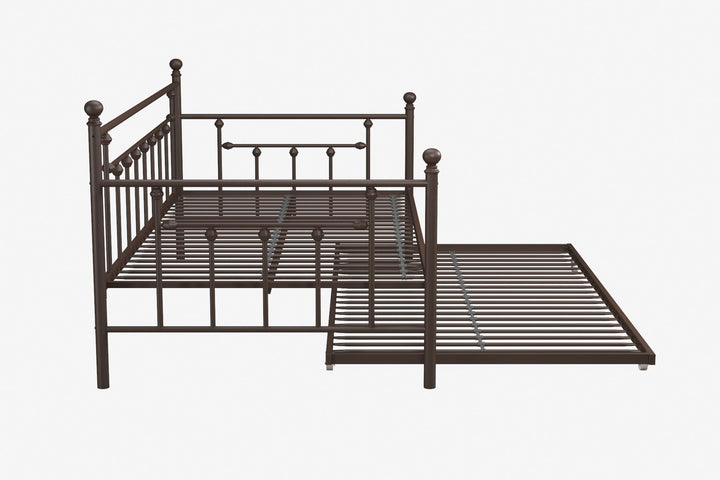 Manila Metal Daybed and Trundle Set with Sturdy Metal Frame and Slats - Bronze - Twin