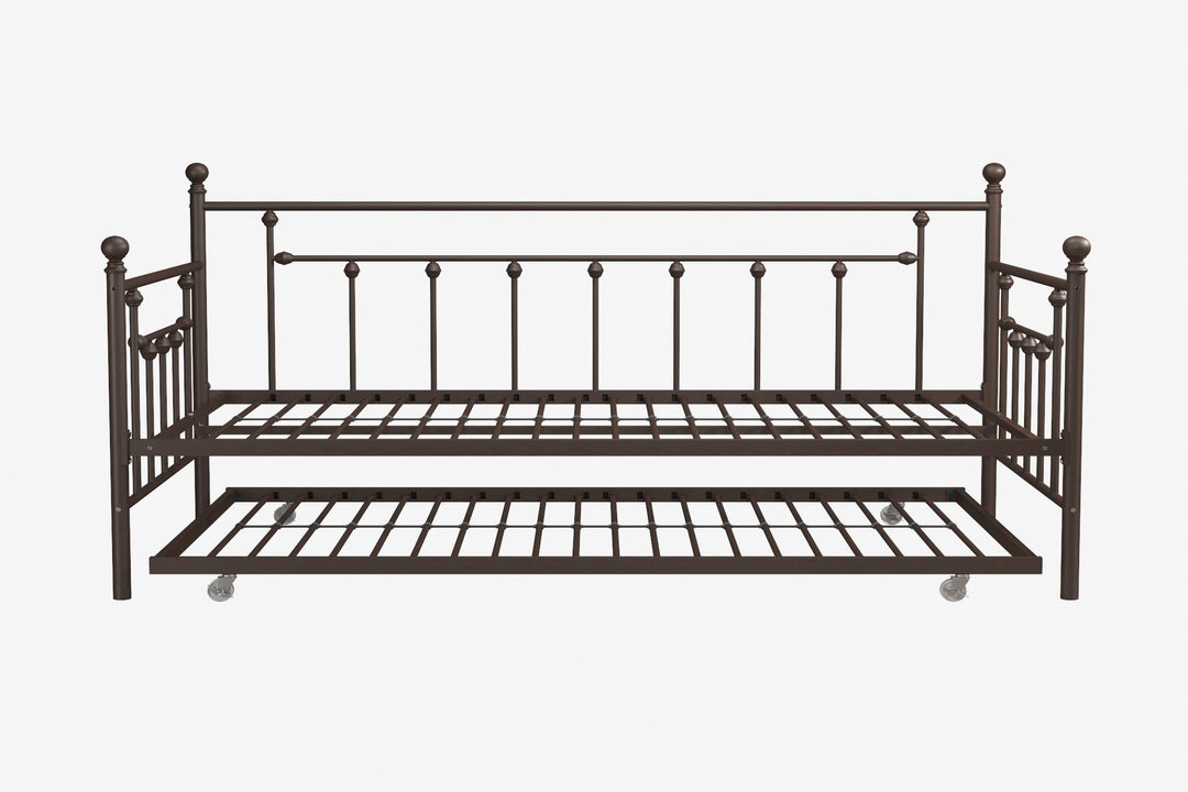 Manila Metal Daybed and Trundle Set with Sturdy Metal Frame and Slats - Bronze - Twin