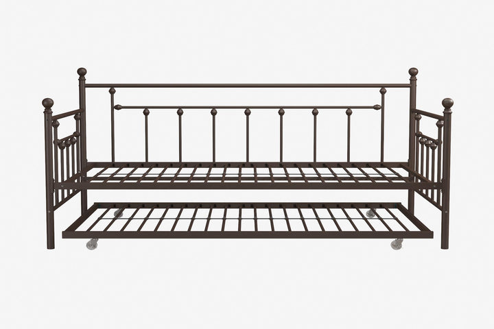 Manila Metal Daybed and Trundle Set with Sturdy Metal Frame and Slats - Bronze - Twin