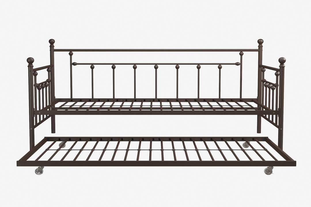 Manila Metal Daybed and Trundle Set with Sturdy Metal Frame and Slats - Bronze - Twin