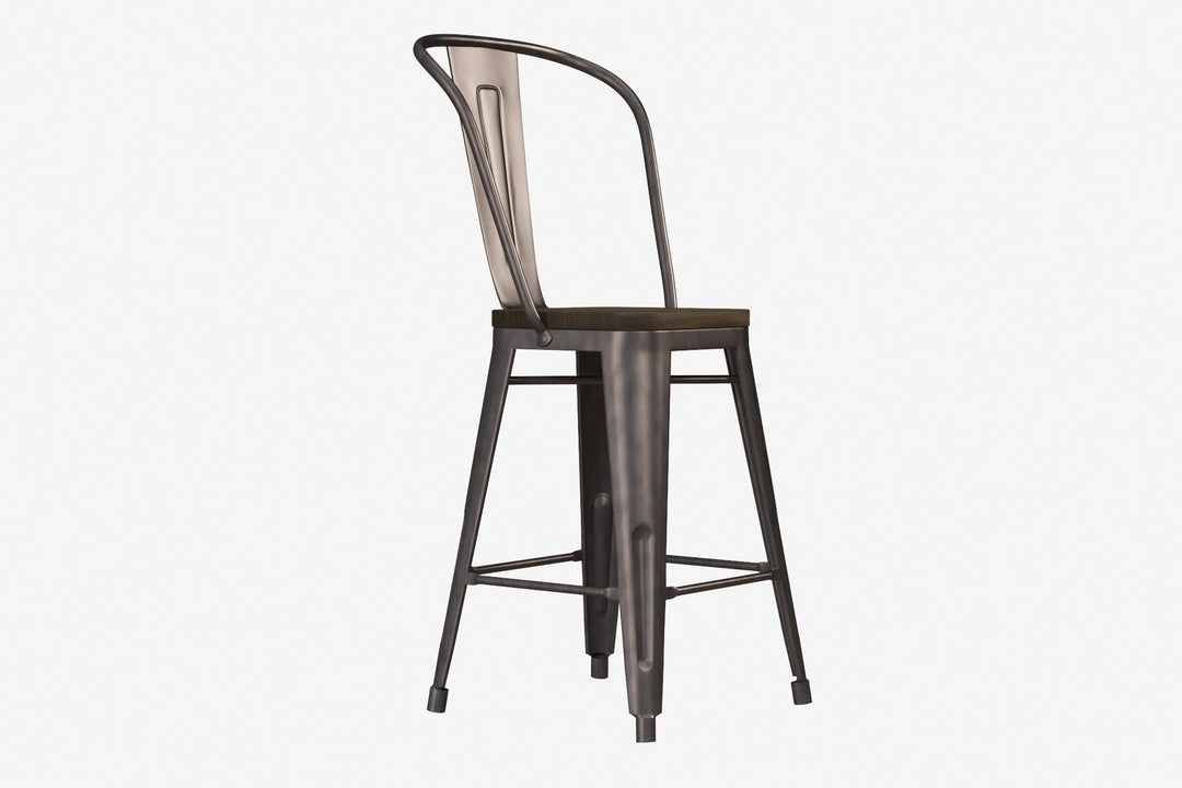 Durable Metal and Wood Counter Stool -  Bronze