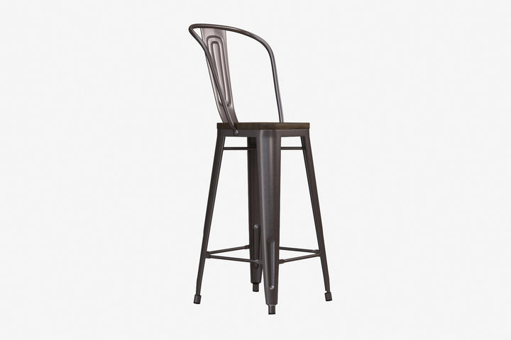 Industrial style wood and metal bar stools -  Copper