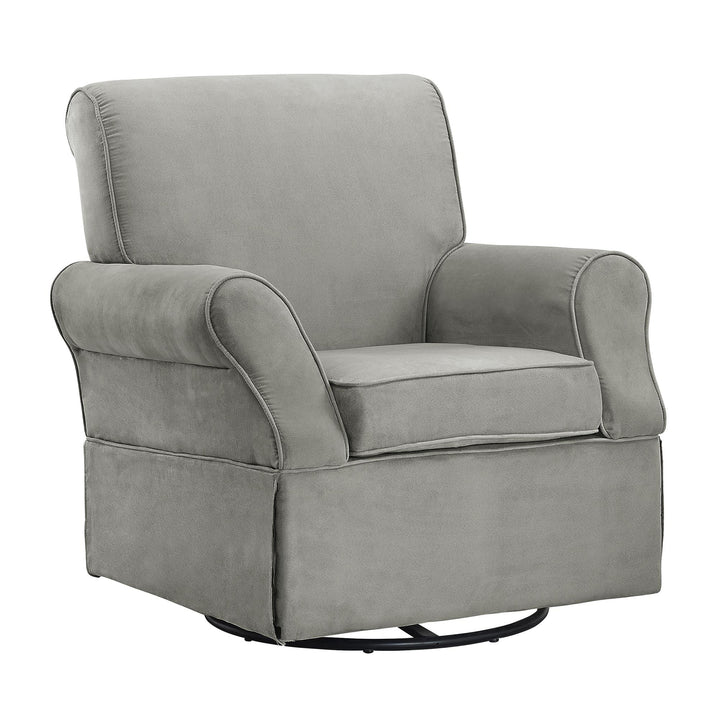 Kelcie Swivel Glider Chair and Ottoman Set with Solid Wood -  Gray