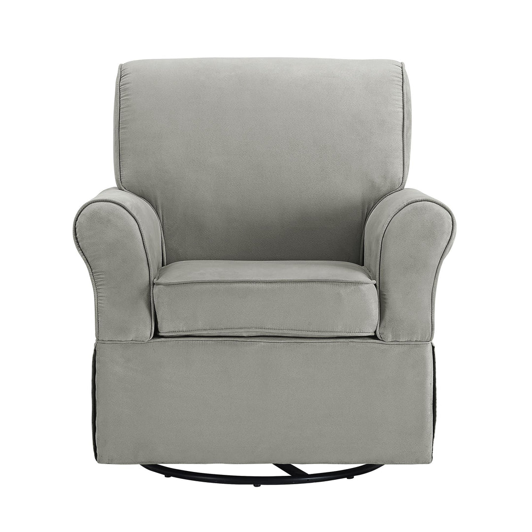 Solid Wood Kelcie Swivel Glider Chair and Ottoman Set with Frame -  Gray